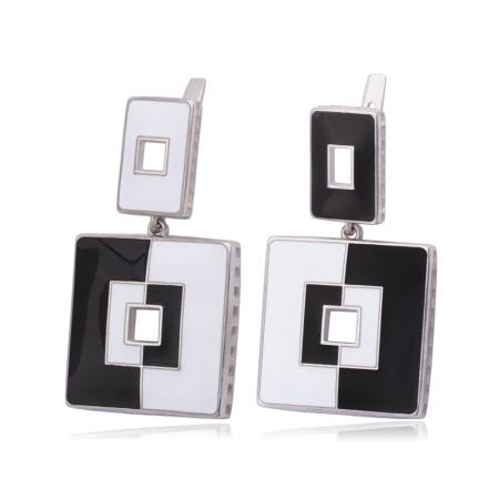 Cеребряные серьги-подвески «B&W»