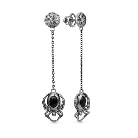 Серьги из серебра с черным агатом
