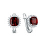 Серьги из серебра с гранатом и фианитами