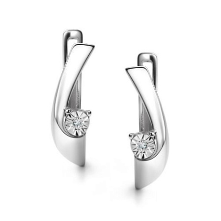 Серебряные серьги с бриллиантами