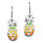Серебряные серьги с эмалью и фианитом «Ананас»