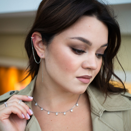 Серьга каффа из серебра с продевкой