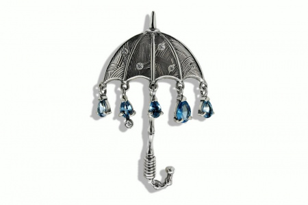 Серебряная брошь «Зонтик»