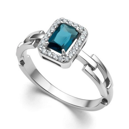 Серебряное кольцо с фианитами и наноситалом