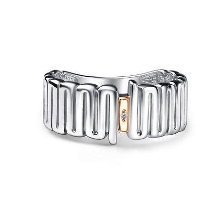 Кольцо из серебра с бриллиантом и позолотой