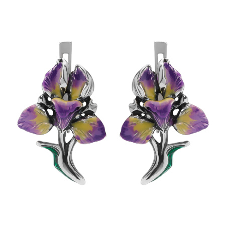 Серьги из серебра с эмалью «Ирисы»
