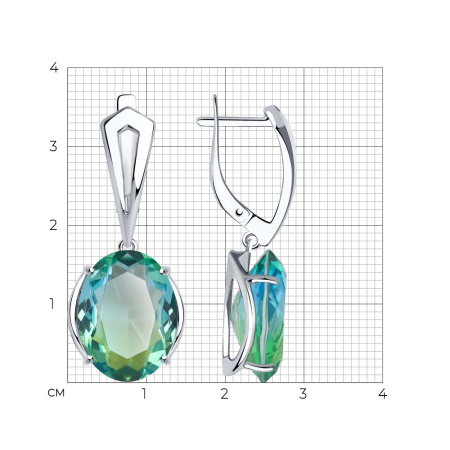 Серьги из серебра с ситалами синтетическими