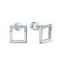 Серьги-пусеты из серебра с фианитами «Квадрат»
