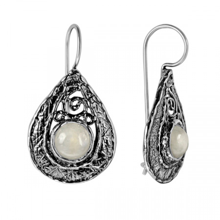 Серебряные серьги с лунным камнем