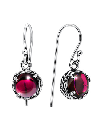 Серебряные серьги с гранатом