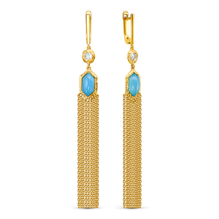 Серьги из серебра с халцедонами и топазами