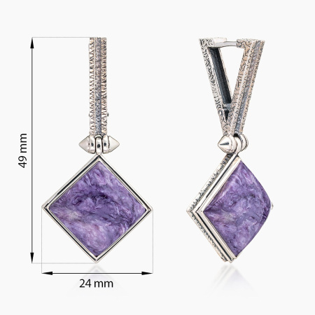 Серьги из серебра с камнем чароит