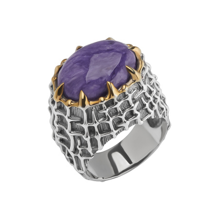 Кольцо из серебра с чароитом