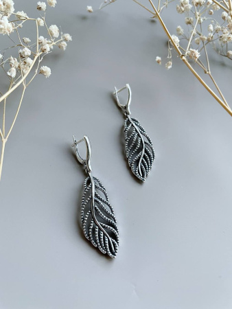 Серебряные серьги «Перышки»