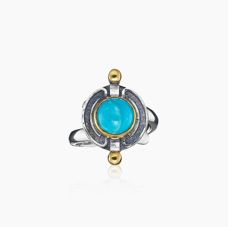 Серебряное кольцо «Небесная Кассиопея» с бирюзой