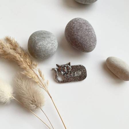 Брошь из серебра «Генацвале» кошка