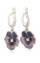 Серебряные серьги-подвески «Анютины глазки» сиреневые