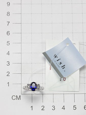 Серебряное кольцо с сапфиром и бриллиантом
