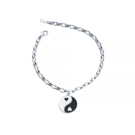 Серебряный браслет с эмалью «Инь Янь»