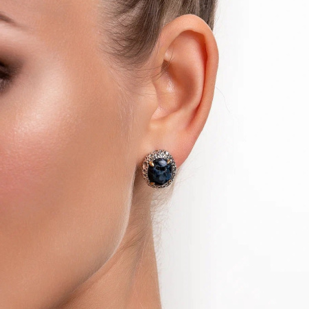 Серебряные серьги «Сателлит» с камнем питерсит