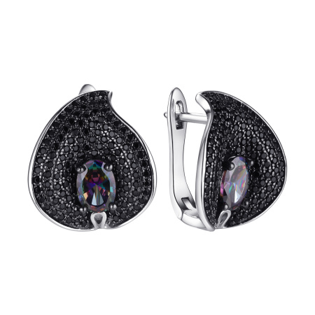 Серебряные серьги со шпинелью и фианитами «Каллы»