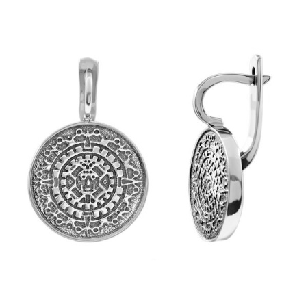 Серьги из серебра 925 «Монета» майя круглые