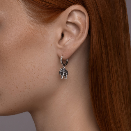 Серебряные серьги «Слон»