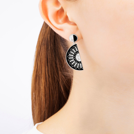 Cеребряные пусеты-подвески «B&W»