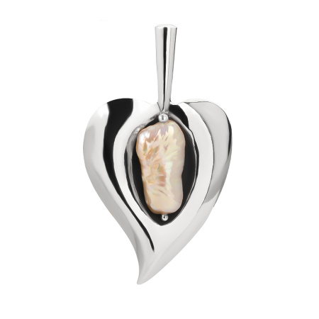 Брошь из серебра с жемчугом барокко