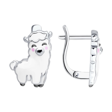 Серьги из серебра с эмалью «Овечка»