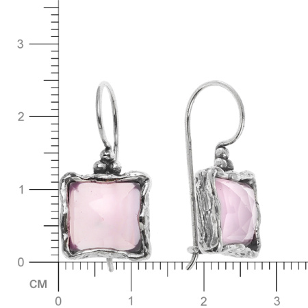 Серебряные серьги с розовым кварцем