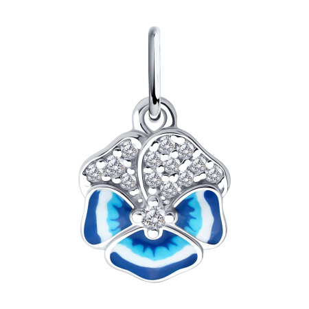 Подвеска из серебра с эмалью и фианитами «Цветок»