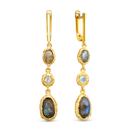 Серебряные серьги с топазами и лабрадоритами