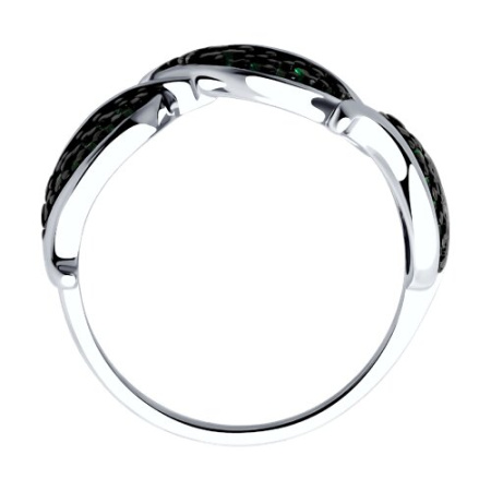 Серебряное кольцо с фианиатми «Лист»