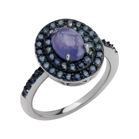 Кольцо из серебра 925 с сапфирами и танзанитами