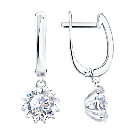 Серьги из серебра с фианитом