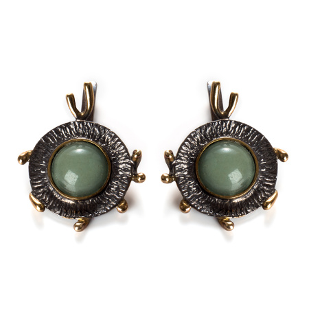 Серебряные серьги с нефритом
