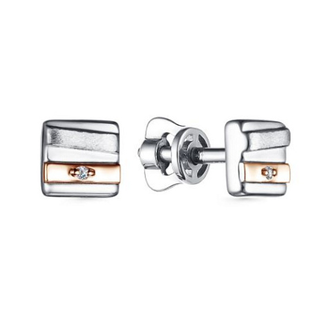 Серьги-пусеты из серербра с бриллиантом