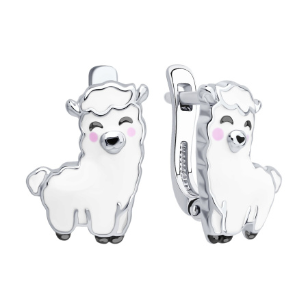 Серьги из серебра с эмалью «Овечка»