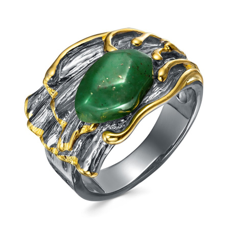 Серебряное кольцо с авантюрином и позолотой