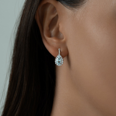 Серьги из серебра с топазами и фианитами