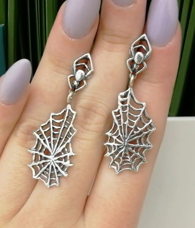 Серебярные серьги «Паутина»