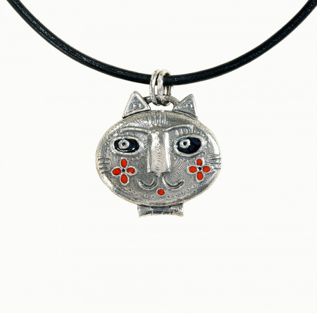 Колье "Кот" с эмалью