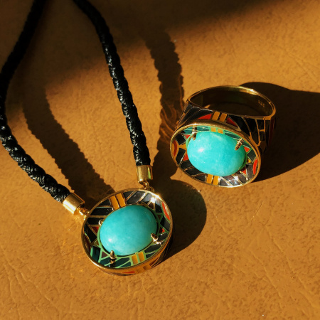 Серебряное колье с амазонитом «Сокровища банту»