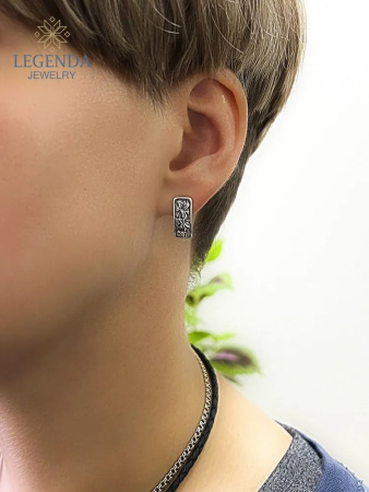 Серьги из серебра с чернением «Цветок»