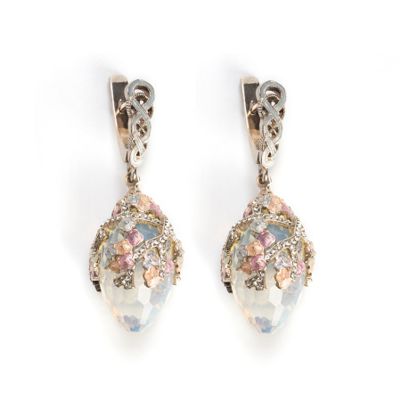 Серебряные серьги с эмалью и фианитами