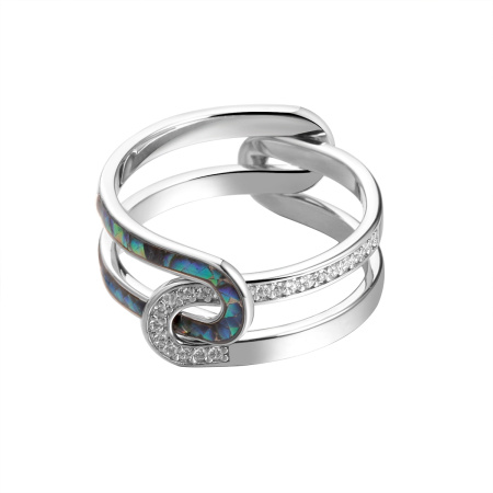 Кольцо из серебра с эмалью и фианитами
