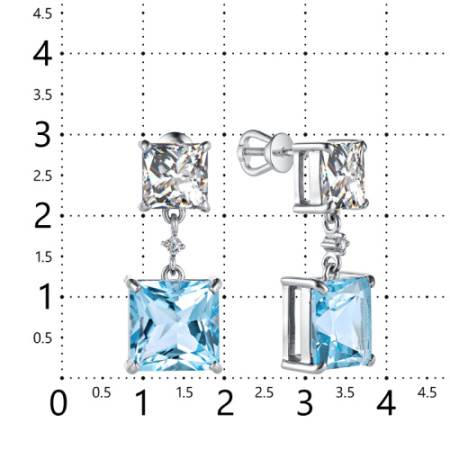 Серьги из серебра с топазом и горным хрусталем