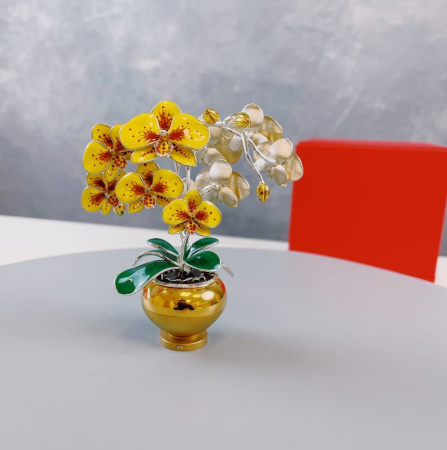 Сувенир «Орхидея» серебро и эмаль