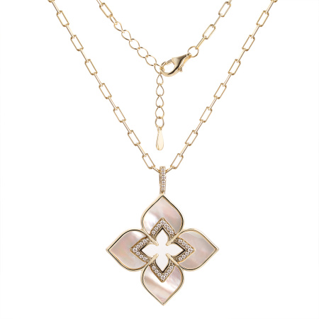 Колье из серебра с перламутром «Цветок»